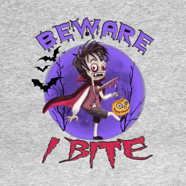 Beware I Bite Halloween Dracula Vampire by Kribis